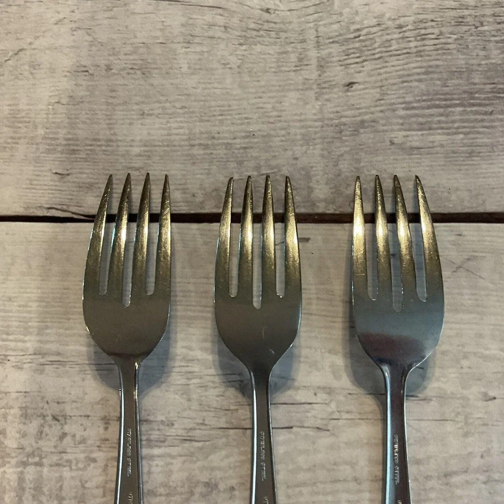 Stanley Roberts Wm Rogers DREAM Rose Stainless Flatware 3 Dinner Forks